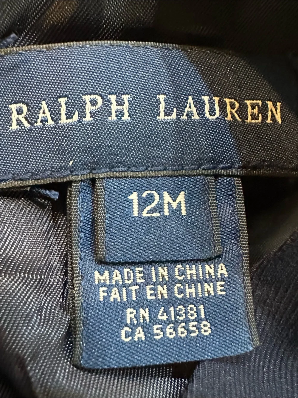Ralph Lauren Baby Navy Anchor Print Twill Dress Size 12M